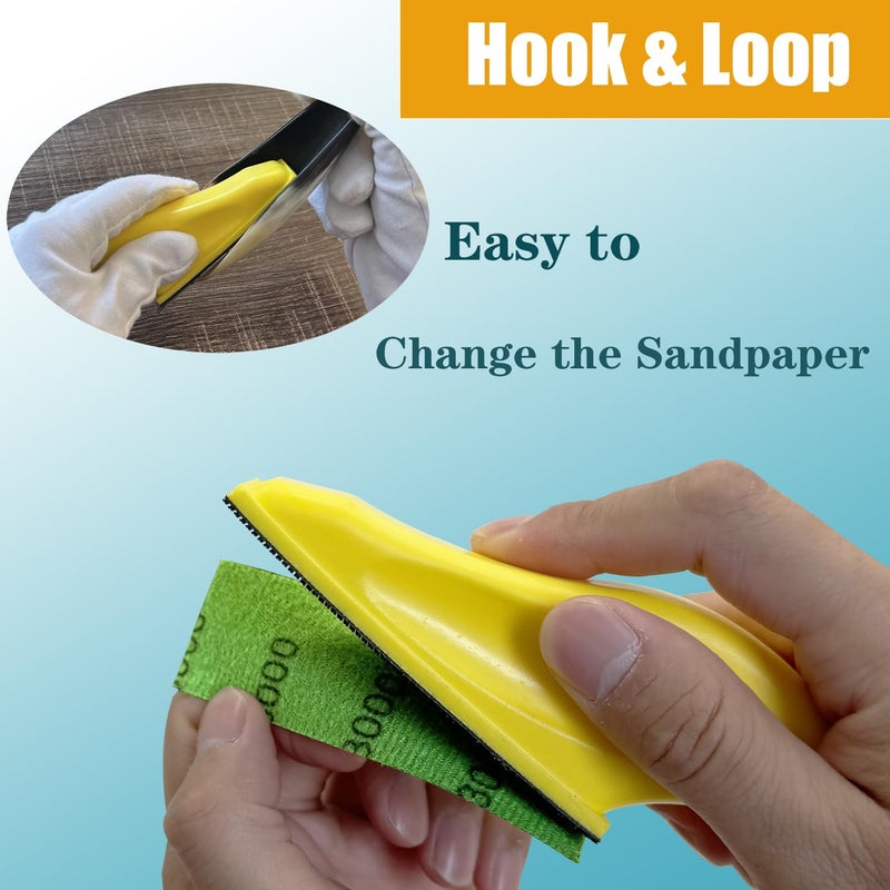 AutKerige Micro Detail Sander Paper Kit 90 PCS Wet Dry Sandpaper (Grit 320 to 5000),3.5   x 1   Hand Sanding Block with Hook and Loop Sanding Strips for Craft, Wood and Small Space Sanding Works - Image 2